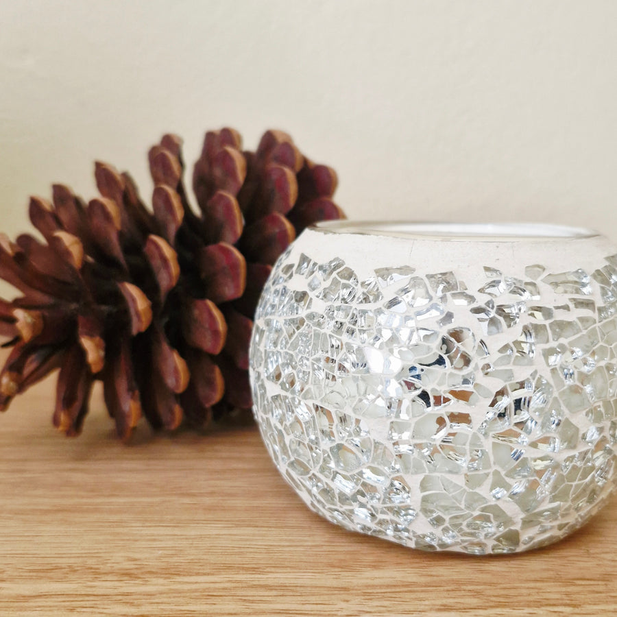 Pine, Fresh Fig & Cedarwood - Silver Mosaic Candle