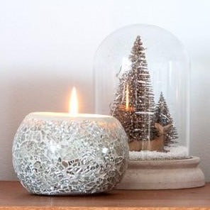 Pine, Fresh Fig & Cedarwood - Silver Mosaic Candle